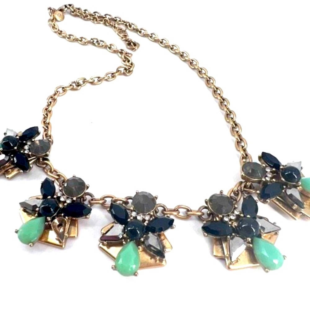 J. Crew Factory Gold and Green Statement Necklace